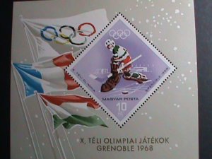 ​HUNGARY STAMP:1968- 10TH WINTER OLYMPIC GAMES-GRENOBLE'68 MNH S/S-VERY FINE