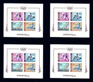 16 Ajman # 36b 1964 Olympics Imperforated F-VF NH Souvenir Sheets