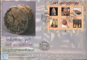 UNITED NATIONS 2006  INDIGENOUS ART NY GENEVA & VIENNA SHEETS  ON  THREE  FDCS  