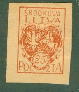 CENTRAL LITHUANIA 1 IMPerf MH BIN $0.40