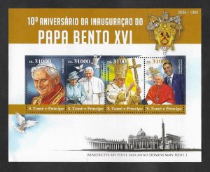 SE)2015 SAO TOME AND PRINCIPE, 10TH ANNIVERSARY OF POPE BENEDICT 16, SS, MNH