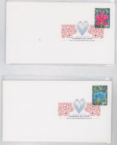 US 4531-4540 Garden of Love. Each stamp on unaddressed first day of issue (10) cover. Complete set.