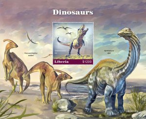 Liberia Dinosaurs Stamps 2020 MNH T-Rex Apatosaurus Prehistoric Animals 1v S/S