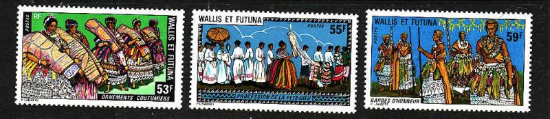 Wallis & Futuna-Sc#218-20-unused NH set-Traditional Patterns-1978-