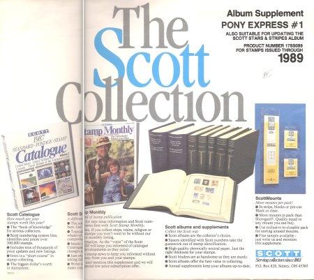 Scott Pony Express supplement for 1989 (unopened) [see note]