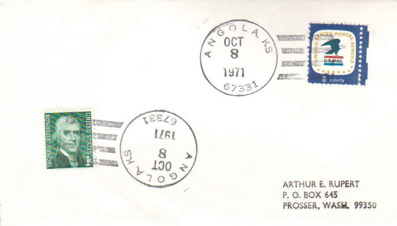 United States Kansas Angola  67331 1971 4-bar  DPO  Philatelic.