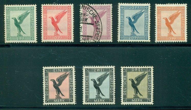 GERMANY #C27-34 German Eagle Air post stamps, og, LH, VF, C29 used, Scott $113.