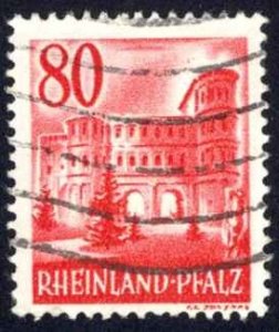 Germany Rhine Palatinate Sc# 6N37 Used 1949 50pf Porta Nigra, Trier