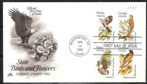 U.S. 1961-62, 1971-72 State Birds and Flowers Plate Block...