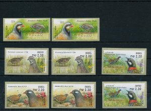ISRAEL 2015 BIRDS ATM LABELS ALL MACHINES BASIC RATE  MNH 