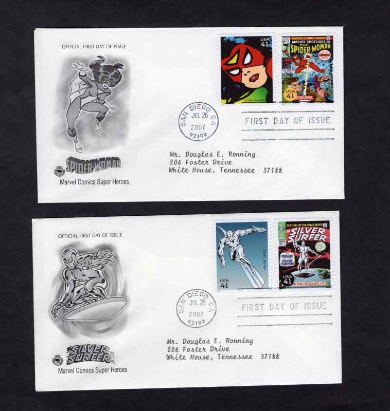 4159a-t Marvel Comics, set/10 FDC PCS addressed