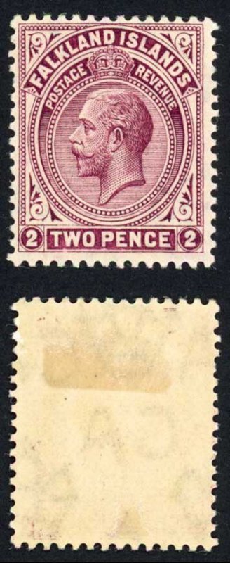 Falkland Is SG62c 2d Deep Reddish purple Wmk CA Fresh Colour M/M Cat 12 pounds