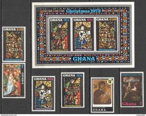 K0344 Ghana Art Paintings Christmas 1972 #486-92 Kb+Set Mnh