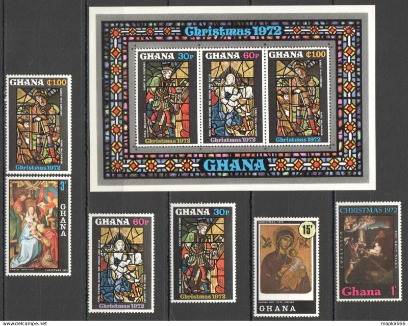 K0344 Ghana Art Paintings Christmas 1972 #486-92 Kb+Set Mnh