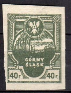 Poland -Silesian Uprising (1921) Górny Słask Fischer 4B 40f  imperforate 1