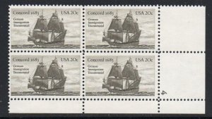 ALLY'S STAMPS US Plate Block Scott #2040 20c German Immigrants - MNH F/VF [STK]