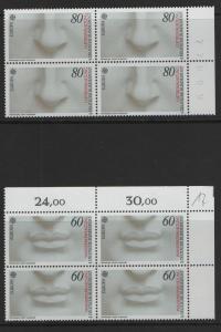 Germany  #1457-1458  MNH 1986   Europa  Michelangelo in blocks of 4