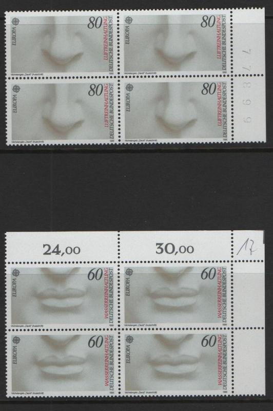 Germany  #1457-1458  MNH 1986   Europa  Michelangelo in blocks of 4