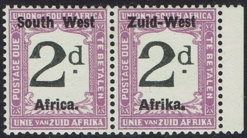 SOUTH WEST AFRICA 1923 POSTAGE DUE 2D PAIR SETTING I  