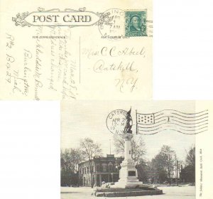 United States Michigan Burlington 1908 doane 2/5  PPC (The Soldiers' Monument...