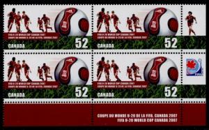 Canada 2220 BR Plate Block MNH  World Cup Soccer 