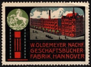 Vintage Germany Poster Stamp W. Oldemeyer Successor Business Books Factory