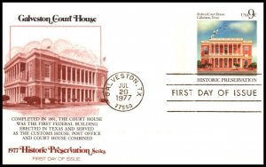 US UX71 Galveston Court House Fleetwood Postal Card U/A FDC