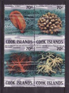 Cook Is. -Sc#579- id9-unused NH block-Marine Life-Coral-1980-2-