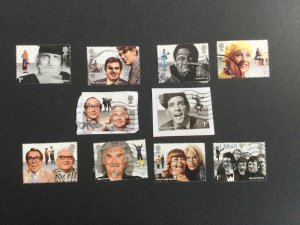 GB 2015 Comedy Greats (incl. Norman Wisdom, Monty Python). Set 10 used stamps.
