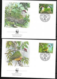 1989    COOK ISLANDS  -  RAROTONGA - BIRDS - WWF - SET OF 4 FDC - USED