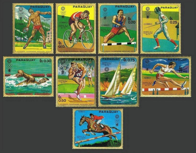 Paraguay 1262ae-1266,1267-1269,MNH. Olympics Munich-1972.Discus,Cycling,Hurdles,