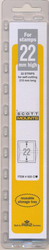 Prinz Scott Stamp Mount 22/215 mm - BLACK (Pack of 22) (22x215 22mm) STRIP  #920 