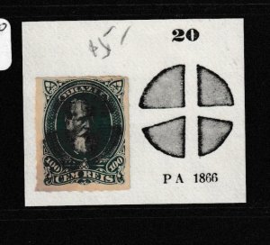 Brazil SC 72 Cork Cancel 20 PA 1866 VFU (5gae) 