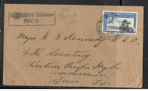 GILBERT & ELLICE ISLANDS COVER (PP0601B) 1945 KGVI 3D CENSOR TARAWA TO FIJI 