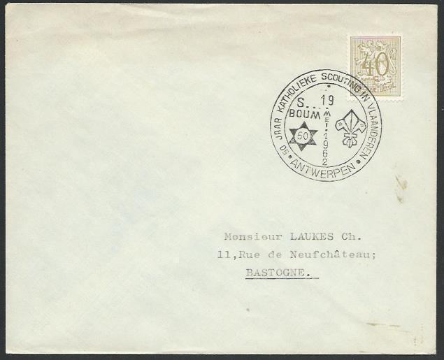 BELGIUM 1962 cover BOY SCOUTS commem cancel................................56012