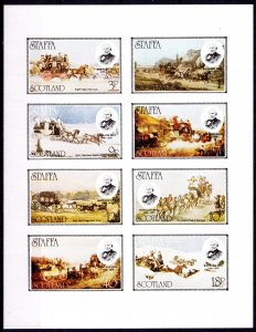 Staffa (Scotland) 1979 Sir Rowland Hill (Mail Coaches) Sheetlet IMPERFORATED MNH