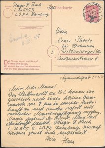 Germany WW2 Denmark Nymindegab Flak Fieldpost Postcard 1945. Atlantic Wall