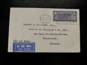 1932 Newfoundland Airmail Cover St Johns NFLD to Manchester England