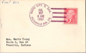 United States South Dakota Rockerville Rur. Sta. Rapid City 1957 violet 4-bar...