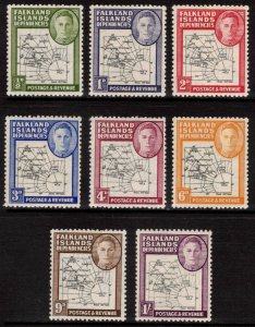 FALKLAND DEPENDENCIES 1946 Thick Map; Scott 1L1-8, SG G1-8; MNH