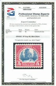  MOstamps - US #573 Mint OG NH Grade 95 with PSE Cert - Lot # MO-2395 SMQ $375