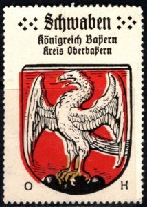 Vintage Germany Poster Stamp Schwaben Kingdom Bavaria District Upper Bavaria