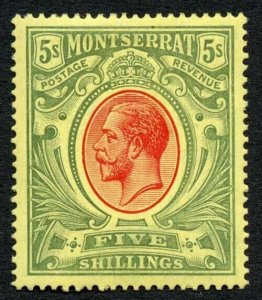 Montserrat SG48 5/- Red and Green/yellow M/M Cat 100 pounds