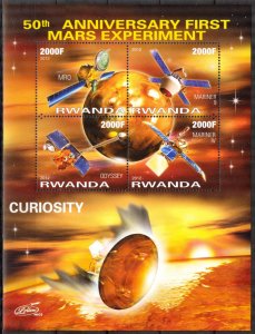 Rwanda 2012 Space First Mars Experiment 50 Years Curiosity Sheet MNH