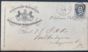 1880s Harrisburg PA USA Commonwealth Of Pennsylvania Official Cover To Luzerne