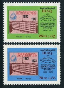 Iraq 696-697, hinged. Michel 770-771. INTERPOL, 50th Ann. 1973. Headquarters.