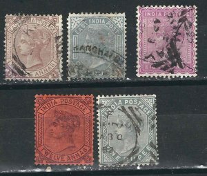 India 4 Different Better Values Used F/VF 1873-87 SCV $87.50