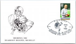 US SPECIAL EVENT COVER AND PICTORIAL CANCEL FOOTBALL AT MICHIPEX DEARBORN 1988