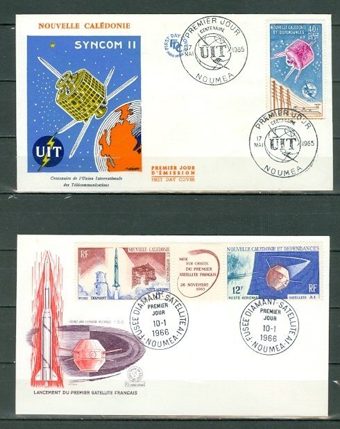 NEW CALEDONIA SATELLITES #C40 & #C45a on (2) FDC