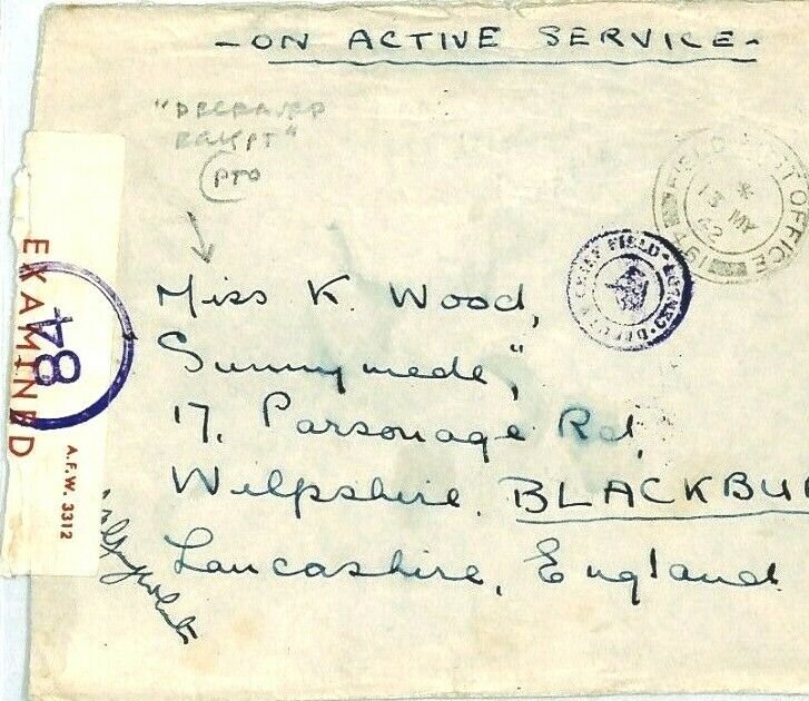 GB Cover FORCES CENSOR *Deceased Egypt* WW2 1942 {samwells-covers} CV152